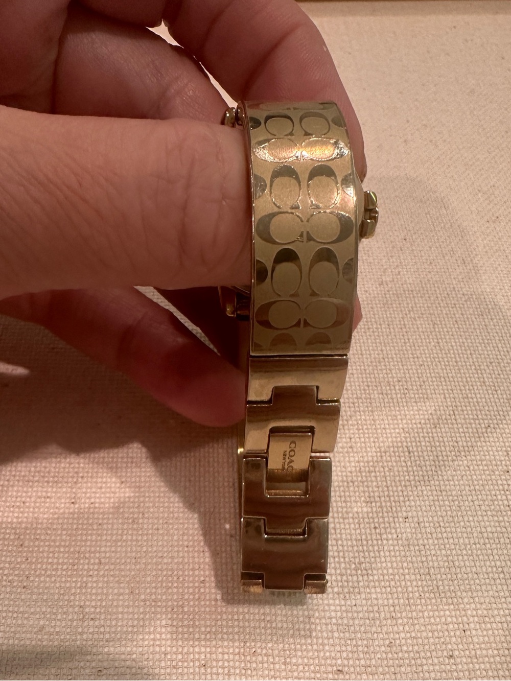 Coach Gold-Tone Signature Link Bracelet Watch with White Dial - Picture 5 of 14